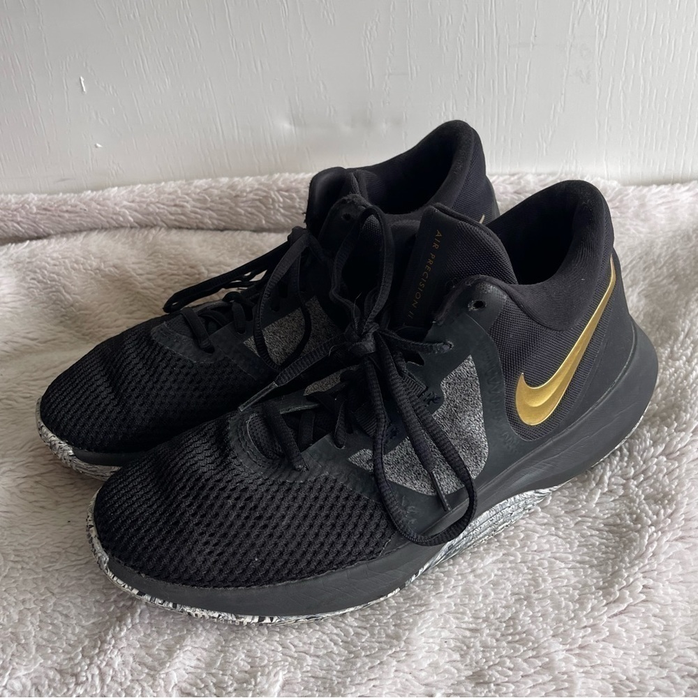 Nike Air precision 2 black gold basketball sneakers